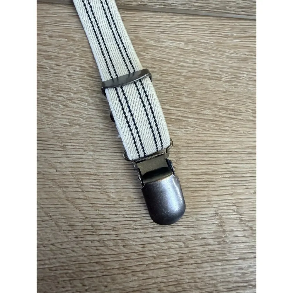 H&M Tan and Blue Suspenders with Adjustable Elastic Straps